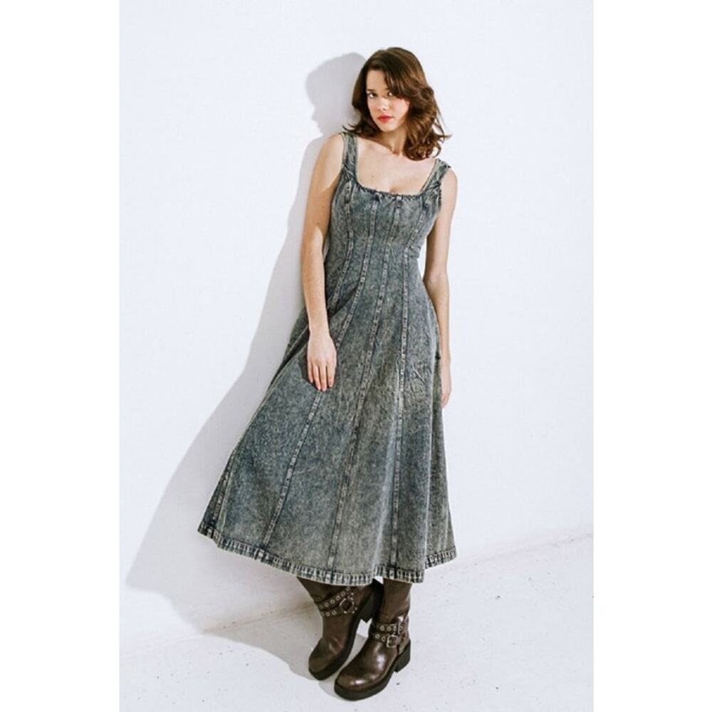 FREEMARKET Denim Acid Size Small Washed Midi Dress